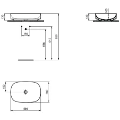 Ideal Standard Linda-X Aufsatzwaschtisch 55 Cm, Ohne Hahnloch, Ohne Überlauf -Ideal Standard ideal standard atelier collections linda x 9579530