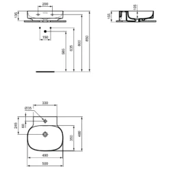 Ideal Standard Linda-X Waschtisch 50 Cm, 1 Hahnloch, Mit Überlauf -Ideal Standard ideal standard atelier collections linda x 9579536