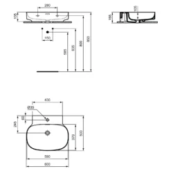 Ideal Standard Linda-X Waschtisch 60 Cm, 1 Hahnloch, Mit Überlauf -Ideal Standard ideal standard atelier collections linda x 9579551