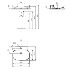 Ideal Standard Linda-X Waschtisch 60 Cm, 1 Hahnloch, Ohne Überlauf, Geschliffen -Ideal Standard ideal standard atelier collections linda x 9579617