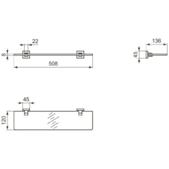 Ideal Standard IOM Square Glasablage 50,8 Cm