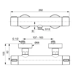 Ideal Standard Alu+ Brausethermostat Aufputz -Ideal Standard ideal standard badarmaturen alu brausearmaturen brausethermostat 12311133
