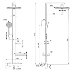 Ideal Standard Alu+ Duschsystem Mit Ceraflow Brausethermostat, 2 Ablagen, 2-Funktions-Handbrause Und 2-Funktions-Kopfbrause -Ideal Standard ideal standard badarmaturen alu duschsysteme mit 12311118