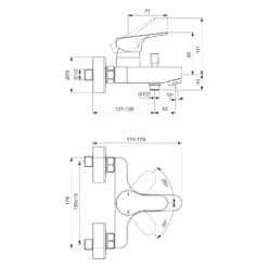 Ideal Standard Cerabase Badearmatur Aufputz Ausladung 16,1 Cm -Ideal Standard ideal standard badarmaturen cerabase badearmatur aufputz 12499991