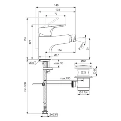 Ideal Standard Cerabase Bidetarmatur Mit Ablaufgarnitur Ausladung 11,4 Cm -Ideal Standard ideal standard badarmaturen cerabase bidetarmatur mit 12499989