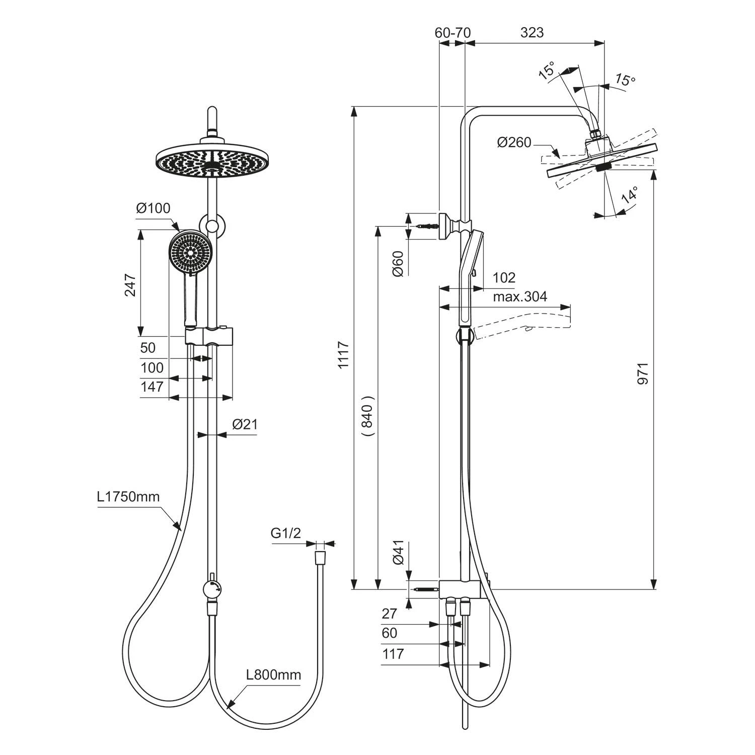 Ideal Standard Ceraflow 25+ Duschsystem ohne Armatur mit 2 Funktions-Handbrause und 2 Funktions-Kopfbrause Ideal Standard Ceraflow 25+ Duschsystem Ohne Armatur Mit 2 Funktions-Handbrause Und 2 Funktions-Kopfbrause -Ideal Standard ideal standard badarmaturen ceraflow 25 duschsystem 12500006