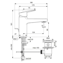 Ideal Standard Ceraplan Waschtischarmatur Grande H90 Ohne Ablaufgarnitur -Ideal Standard ideal standard badarmaturen ceraplan waschtisch waschtischarmatur 5982457