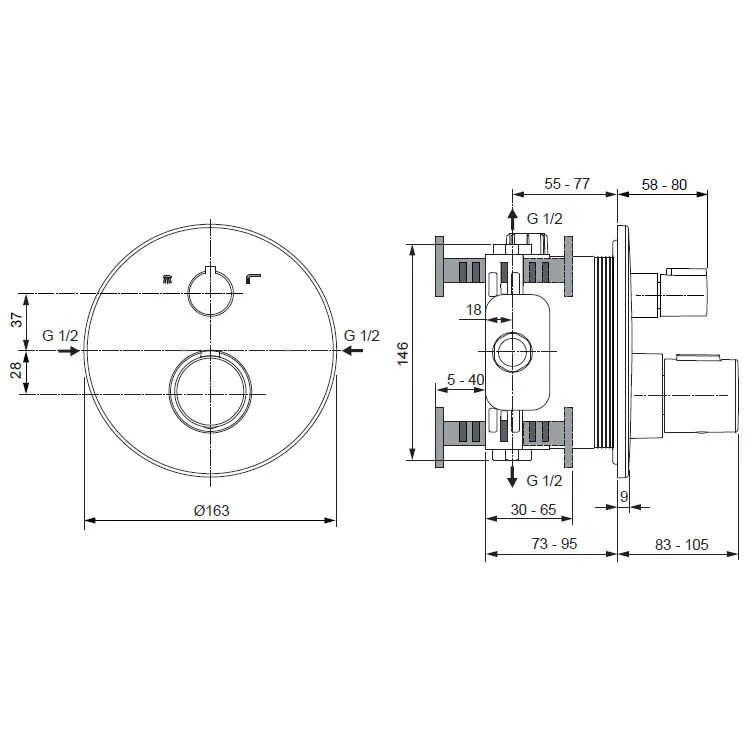 Ideal Standard CeraTherm C100 Badethermostat UP, Bausatz 2 Ideal Standard CeraTherm C100 Badethermostat UP, Bausatz 2 -Ideal Standard ideal standard badarmaturen ceratherm 100 wanne 4704980