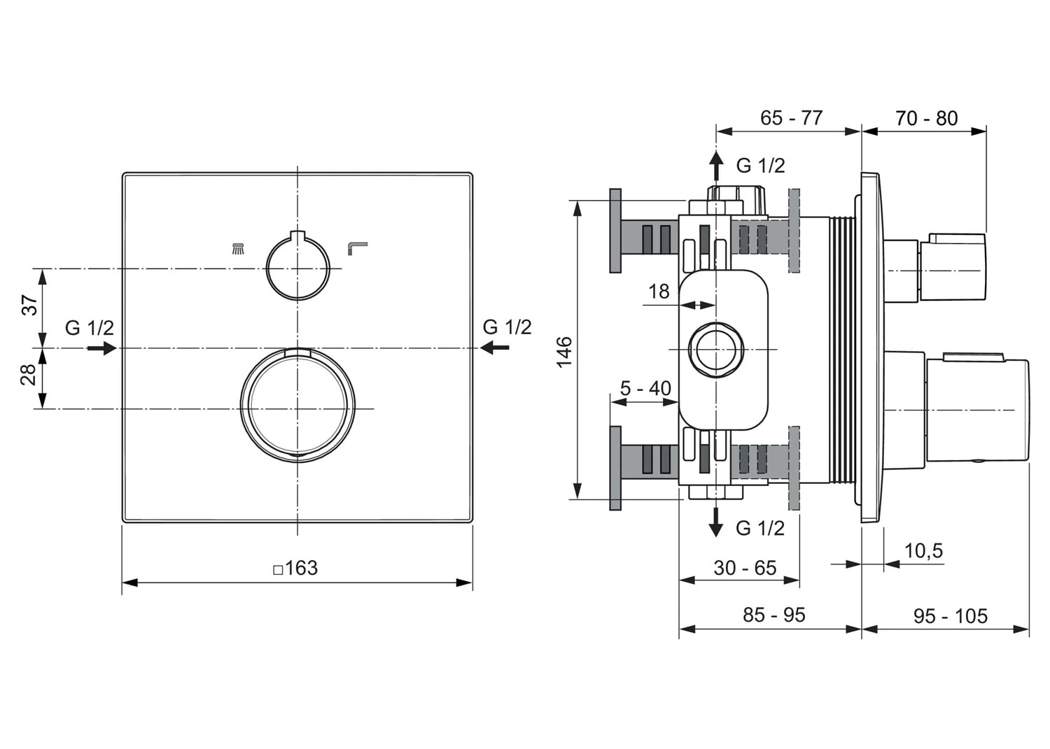 Ideal Standard CeraTherm C100 Badethermostat UP, Rosette eckig mit Rückflussverhinderer Ideal Standard CeraTherm C100 Badethermostat UP, Rosette Eckig Mit Rückflussverhinderer -Ideal Standard ideal standard badarmaturen ceratherm 100 wanne 7077171