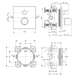 Ideal Standard Ceratherm C100 Armaturen-Paket -Ideal Standard ideal standard badarmaturen ceratherm dusche c100 6982485