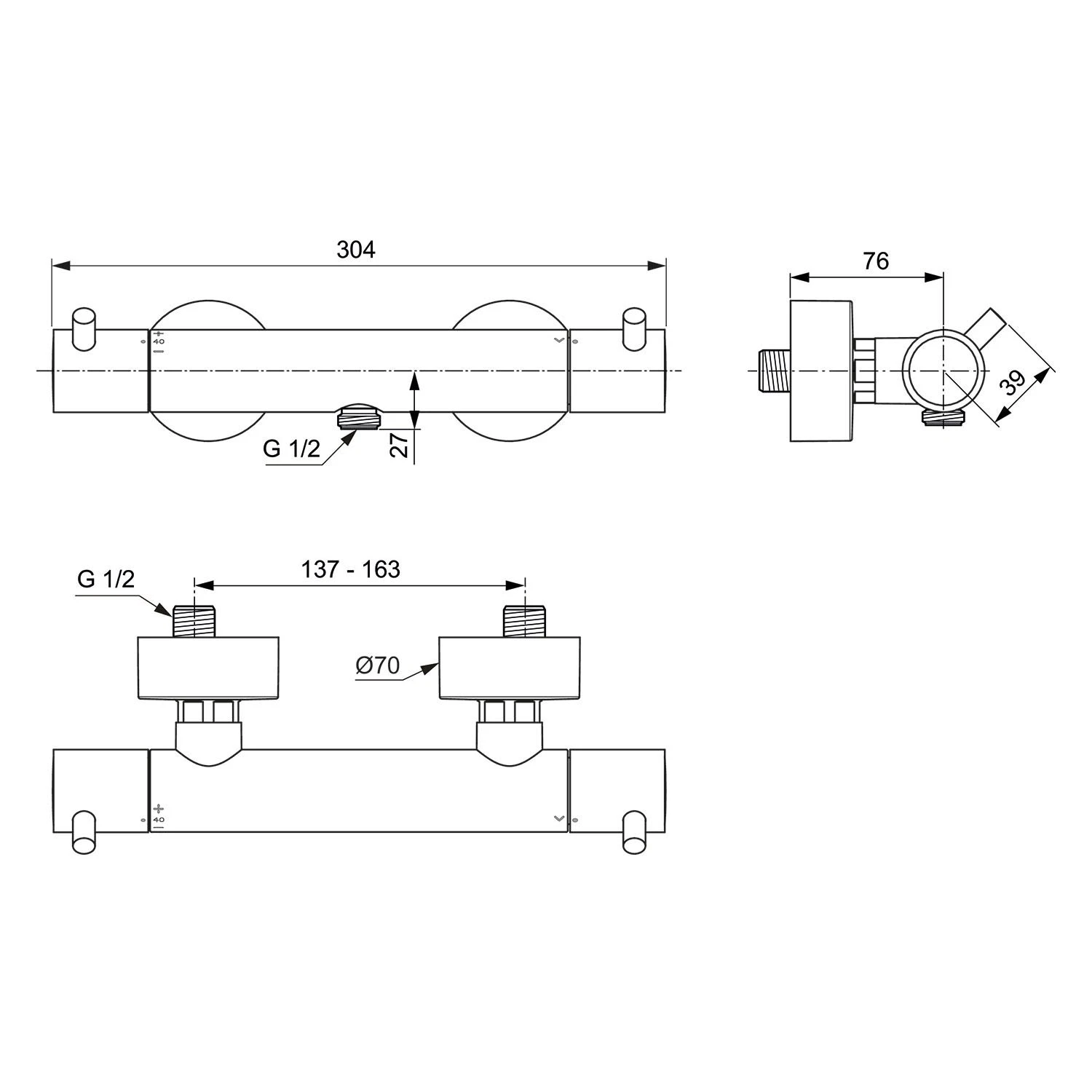 Ideal Standard Ceratherm T125 Brausethermostat Aufputz Pin-Griffe Ideal Standard Ceratherm T125 Brausethermostat Aufputz Pin-Griffe -Ideal Standard ideal standard badarmaturen ceratherm dusche t125 12499849