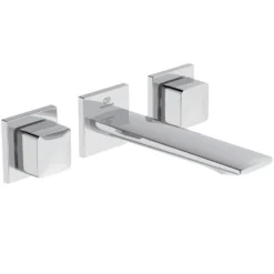 Ideal Standard Conca Wand-Waschtischarmatur, Mit 3 Rosetten Eckig, Auslauf 18 Cm