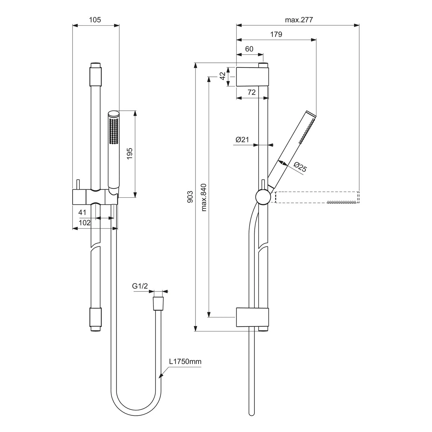 Ideal Standard Idealrain Brausekombination mit Stick-Handbrause, 90 cm Ideal Standard Idealrain Brausekombination Mit Stick-Handbrause, 90 Cm -Ideal Standard ideal standard badarmaturen idealrain brausesets mit 12387914