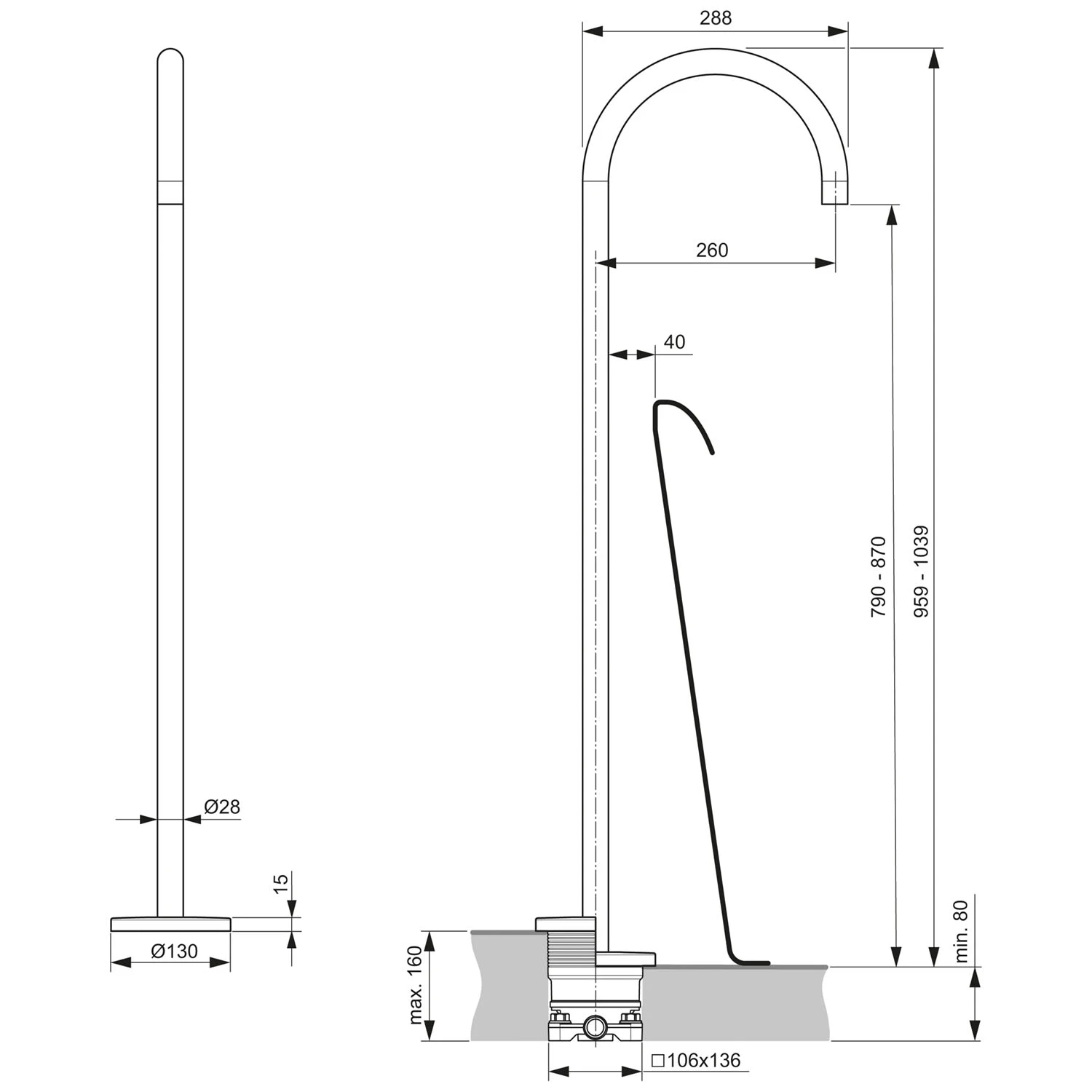 Ideal Standard Joy frei stehender Wanneneinlauf mit 26 cm Ausladung Ideal Standard Joy Frei Stehender Wanneneinlauf Mit 26 Cm Ausladung -Ideal Standard ideal standard badarmaturen joy wanne frei 3917991