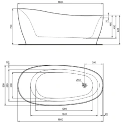 Ideal Standard Around Freistehende Körperform-Badewanne 180 X 85 Cm, Inkl. Ab- Und Überlauflaufgarnitur -Ideal Standard ideal standard badewannen around freistehende koerperform 6909555