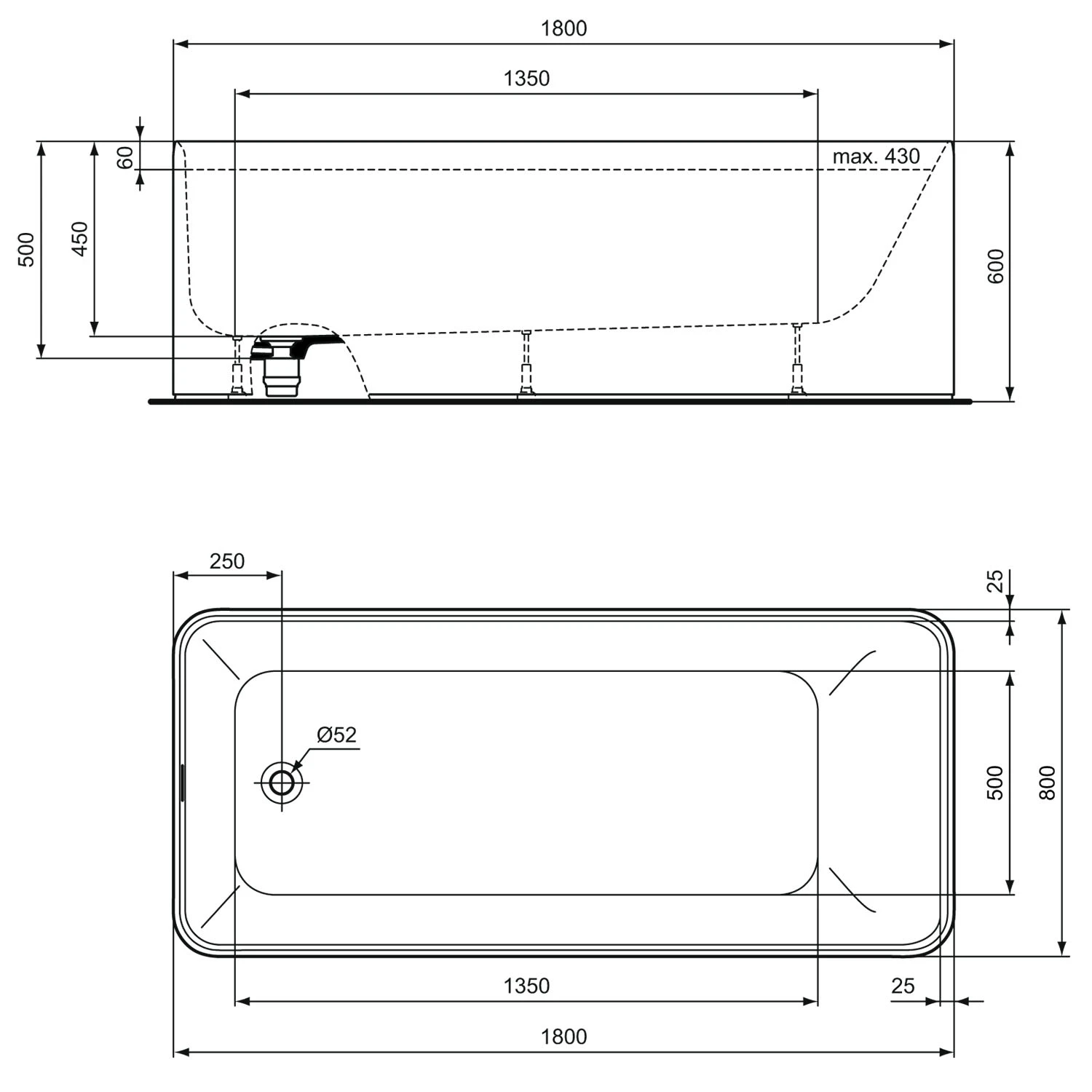Ideal Standard Conca Körperform-Badewanne 180 x 80 cm, freistehend Ideal Standard Conca Körperform-Badewanne 180 X 80 Cm, Freistehend -Ideal Standard ideal standard badewannen conca conco koerperform 3787598