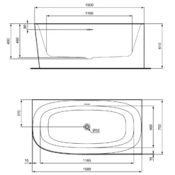 Ideal Standard Dea D-Form-Badewanne 150 X 75 Cm, Wandanbindung Rechts 3 Ideal Standard Dea D-Form-Badewanne 150 X 75 Cm, Wandanbindung Rechts -Ideal Standard ideal standard badewannen form 150 x 12502493
