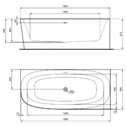 Ideal Standard Dea D-Form-Badewanne 180 X 75 Cm, Wandanbindung Rechts 3 Ideal Standard Dea D-Form-Badewanne 180 X 75 Cm, Wandanbindung Rechts -Ideal Standard ideal standard badewannen form 180 x 12502495