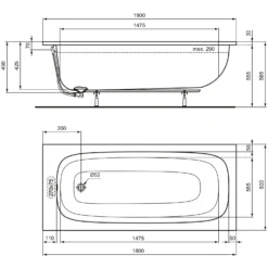 Ideal Standard I.life Körperform-Badewanne 180 X 80 Cm -Ideal Standard ideal standard badewannen life koerperform 180 11024245