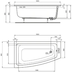Ideal Standard I.life Raumspar-Badewanne 160 X 90 Cm, Links 3 Ideal Standard I.life Raumspar-Badewanne 160 X 90 Cm, Links -Ideal Standard ideal standard badewannen life raumspar 160 11024263