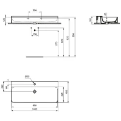 Ideal Standard Conca Waschtisch 100 Cm, 1 Hahnloch, Ohne Überlauf -Ideal Standard ideal standard badkeramik conca waschtische 100 6988242