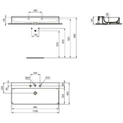 Ideal Standard Conca Waschtisch 100 Cm, 3 Hahnlöcher, Ohne Überlauf -Ideal Standard ideal standard badkeramik conca waschtische 100 6988245
