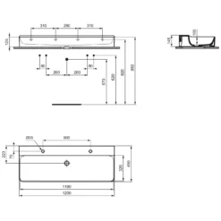 Ideal Standard Conca Waschtisch 120 Cm, 2 Hahnlöcher, Ohne Überlauf -Ideal Standard ideal standard badkeramik conca waschtische 120 6988266
