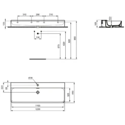 Ideal Standard Conca Waschtisch 120 Cm, 1 Hahnloch, Mit Überlauf, Geschliffen -Ideal Standard ideal standard badkeramik conca waschtische 120 6988350