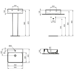 Ideal Standard Conca Waschtisch 50 Cm, 1 Hahnloch, Ohne Überlauf, Geschliffen -Ideal Standard ideal standard badkeramik conca waschtische 50 6988287