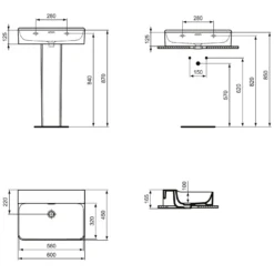 Ideal Standard Conca Waschtisch 60 Cm, Ohne Hahnloch, Mit Überlauf -Ideal Standard ideal standard badkeramik conca waschtische 60 6988206