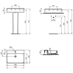 Ideal Standard Conca Waschtisch 60 Cm, 1 Hahnloch, Mit Überlauf, Geschliffen -Ideal Standard ideal standard badkeramik conca waschtische 60 6988296