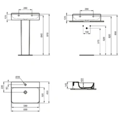 Ideal Standard Conca Waschtisch 60 Cm, 1 Hahnloch, Ohne Überlauf, Geschliffen -Ideal Standard ideal standard badkeramik conca waschtische 60 6988305