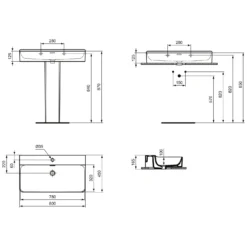 Ideal Standard Conca Waschtisch 80 Cm, 1 Hahnloch, Mit Überlauf, Geschliffen -Ideal Standard ideal standard badkeramik conca waschtische 80 6988314
