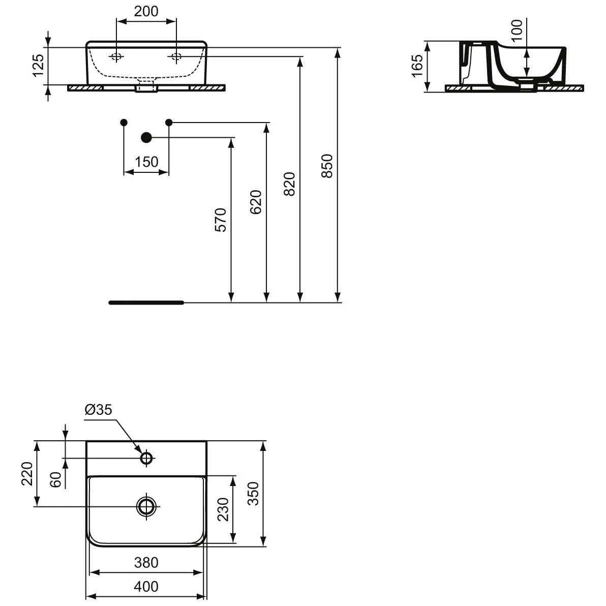 Ideal Standard Conca Handwaschbecken 40 cm, 1 Hahnloch, ohne Überlauf Ideal Standard Conca Handwaschbecken 40 Cm, 1 Hahnloch, Ohne Überlauf -Ideal Standard ideal standard badkeramik conca waschtische handwaschbecken 6988374