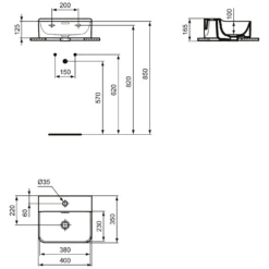 Ideal Standard Conca Handwaschbecken 40 Cm, 1 Hahnloch, Mit Überlauf, Geschliffen 3 Ideal Standard Conca Handwaschbecken 40 Cm, 1 Hahnloch, Mit Überlauf, Geschliffen -Ideal Standard ideal standard badkeramik conca waschtische handwaschbecken 6988380