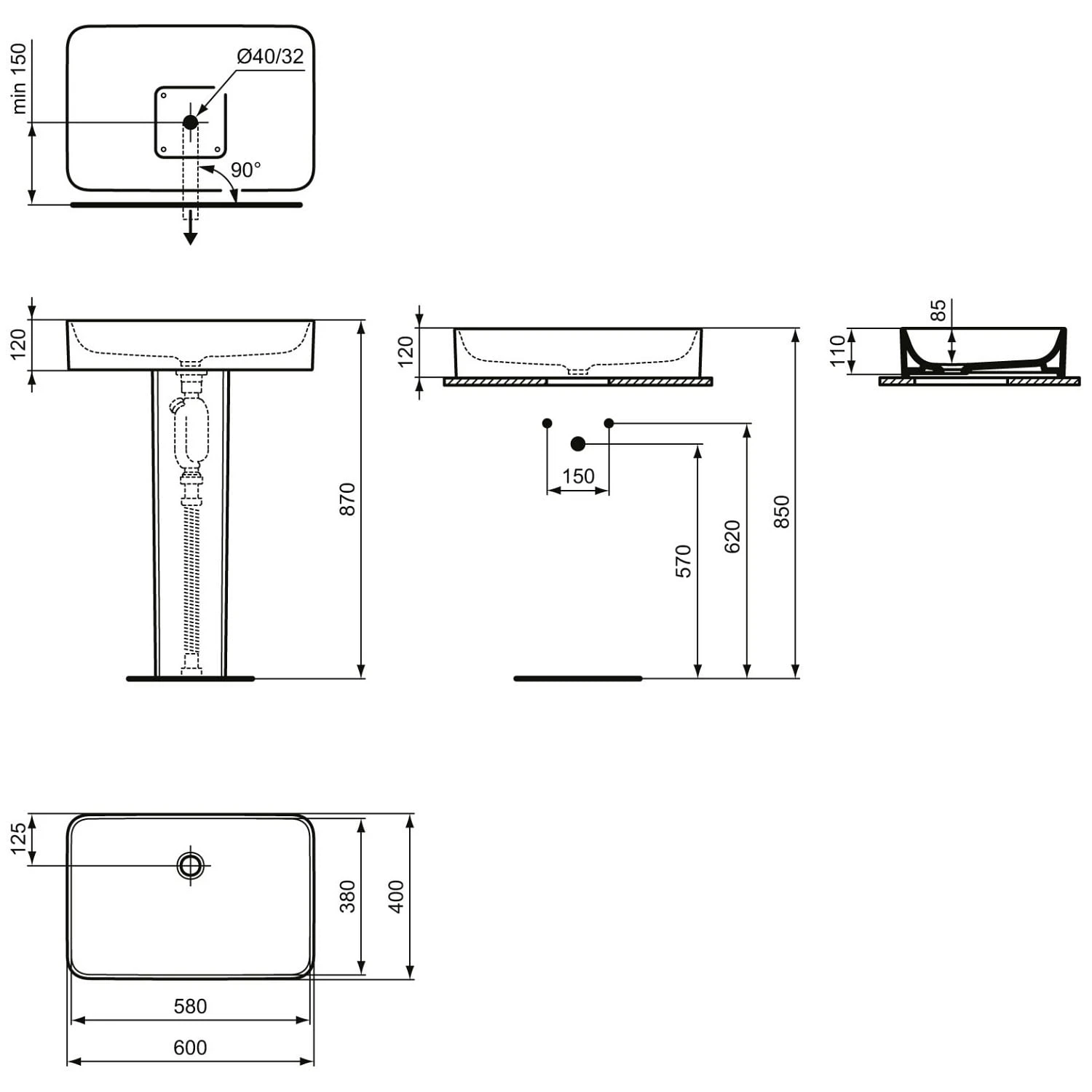 Ideal Standard Conca Schale eckig 60 cm, ohne Hahnloch, ohne Überlauf, geschliffen Ideal Standard Conca Schale Eckig 60 Cm, Ohne Hahnloch, Ohne Überlauf, Geschliffen -Ideal Standard ideal standard badkeramik conca waschtische schale 6988182
