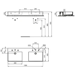 Ideal Standard Extra Doppel-Waschtisch 120 Cm, Je 3 Hahnlöchern, Mit Überlauf -Ideal Standard ideal standard badkeramik extra doppel waschtisch 6913575
