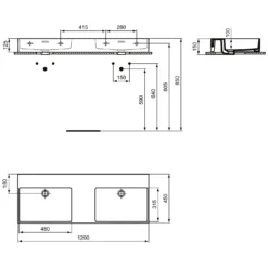 Ideal Standard Extra Doppel-Waschtisch 120 Cm, Ohne Hahnloch, Mit Überlauf -Ideal Standard ideal standard badkeramik extra doppel waschtisch 6913578