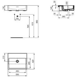 Ideal Standard Extra Halbeinbau-Waschtisch, Ohne Hahnloch, 50 Cm -Ideal Standard ideal standard badkeramik extra halbeinbau waschtisch 6913617