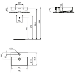 Ideal Standard Extra Handwaschbecken 45 Cm, 1 Hahnloch, Mit Überlauf -Ideal Standard ideal standard badkeramik extra handwaschbecken 45 6913497