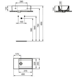 Ideal Standard Extra Handwaschbecken 45 Cm, Hahnbank Links, Ohne Hahnloch, Mit Überlauf, Geschliffen -Ideal Standard ideal standard badkeramik extra handwaschbecken 45 6913605