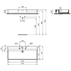 Ideal Standard Extra Waschtisch 100 Cm, 3 Hahnlöcher, Mit Überlauf -Ideal Standard ideal standard badkeramik extra waschtisch 100 6913557