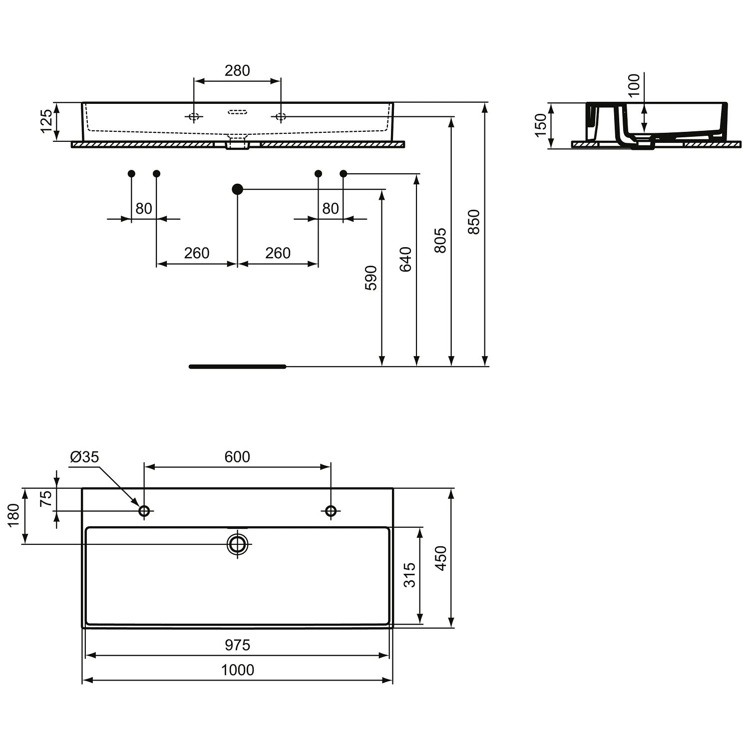 Ideal Standard Extra Waschtisch 100 cm, 2 Hahnlöcher, mit Überlauf, geschliffen Ideal Standard Extra Waschtisch 100 Cm, 2 Hahnlöcher, Mit Überlauf, Geschliffen -Ideal Standard ideal standard badkeramik extra waschtisch 100 6913566