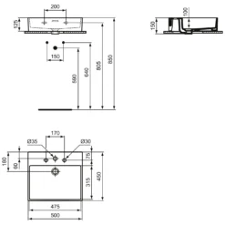 Ideal Standard Extra Waschtisch 50 Cm, 3 Hahnlöcher, Mit Überlauf 3 Ideal Standard Extra Waschtisch 50 Cm, 3 Hahnlöcher, Mit Überlauf -Ideal Standard ideal standard badkeramik extra waschtisch 50 6913512