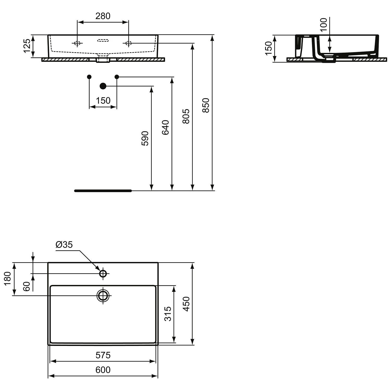 Ideal Standard Extra Waschtisch 60 cm, 1 Hahnloch, mit Überlauf Ideal Standard Extra Waschtisch 60 Cm, 1 Hahnloch, Mit Überlauf -Ideal Standard ideal standard badkeramik extra waschtisch 60 6913482