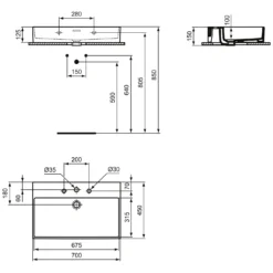 Ideal Standard Extra Waschtisch 70 Cm, 3 Hahnlöcher, Mit Überlauf -Ideal Standard ideal standard badkeramik extra waschtisch 70 6913530