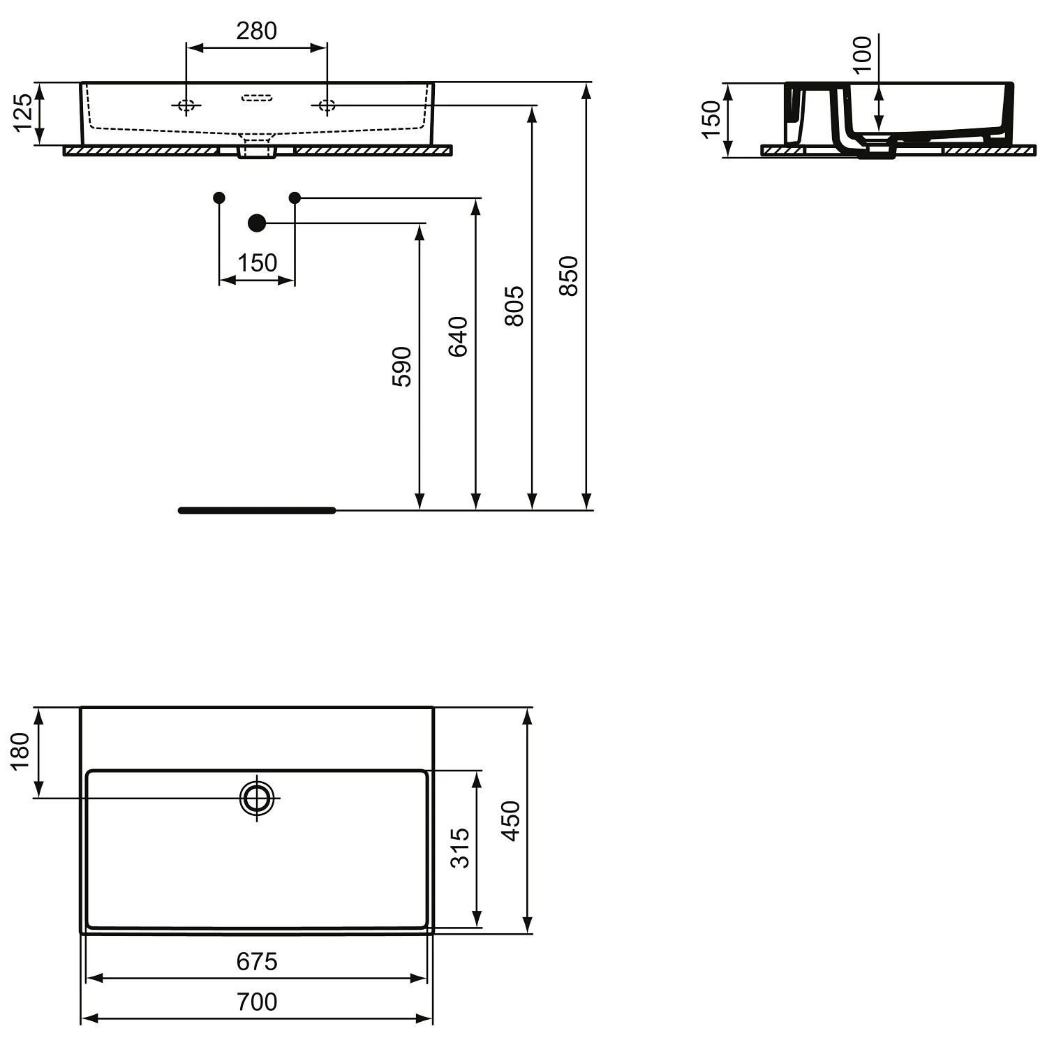 Ideal Standard Extra Waschtisch 70 cm, ohne Hahnloch, mit Überlauf Ideal Standard Extra Waschtisch 70 Cm, Ohne Hahnloch, Mit Überlauf -Ideal Standard ideal standard badkeramik extra waschtisch 70 6913533