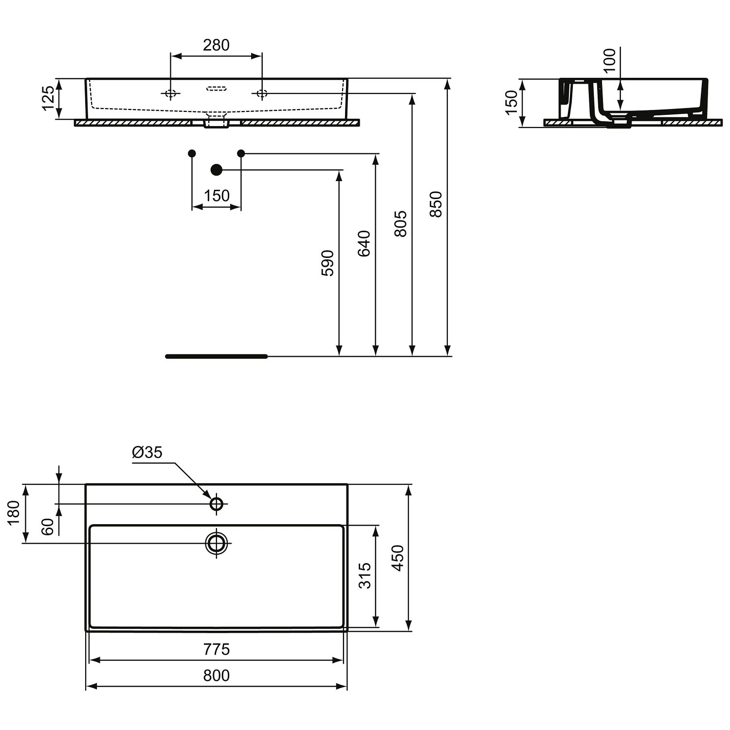 Ideal Standard Extra Waschtisch 80 cm, 1 Hahnloch, mit Überlauf Ideal Standard Extra Waschtisch 80 Cm, 1 Hahnloch, Mit Überlauf -Ideal Standard ideal standard badkeramik extra waschtisch 80 6913488