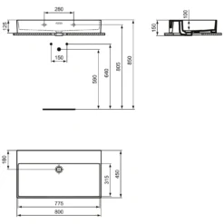 Ideal Standard Extra Waschtisch 80 Cm, Ohne Hahnloch, Mit Überlauf, Geschliffen -Ideal Standard ideal standard badkeramik extra waschtisch 80 6913551