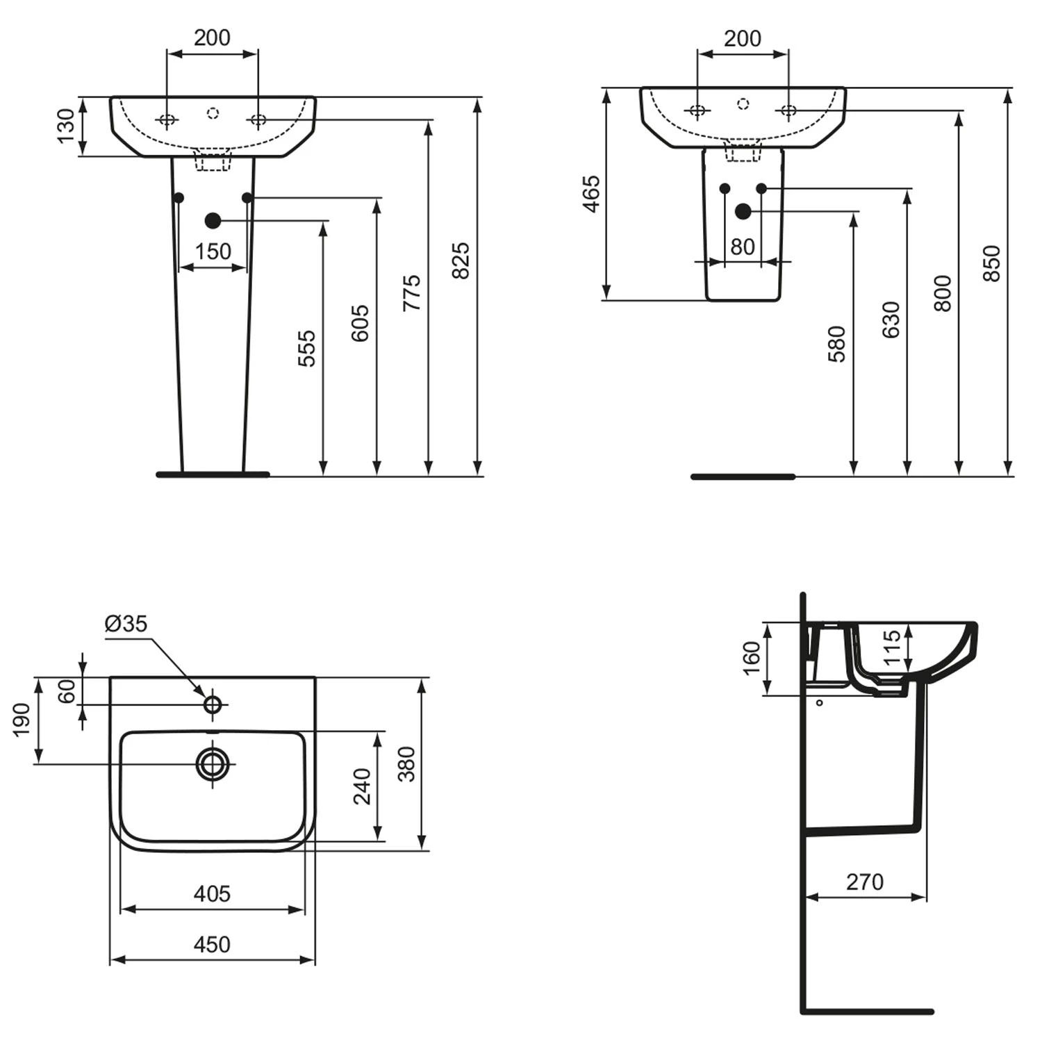 Ideal Standard i.life B Waschtisch 45 cm, 1 Hahnloch, mit Überlauf Ideal Standard I.life B Waschtisch 45 Cm, 1 Hahnloch, Mit Überlauf -Ideal Standard ideal standard badkeramik life waschtische 45 12123641